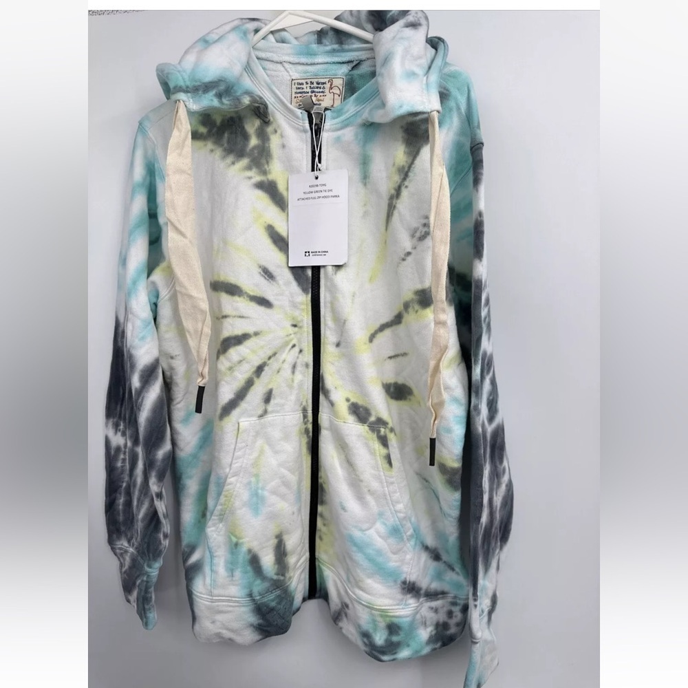Free People Sandrine Rose Sweatshirt size M Tie Dye Full Zip Hoodie Jacket